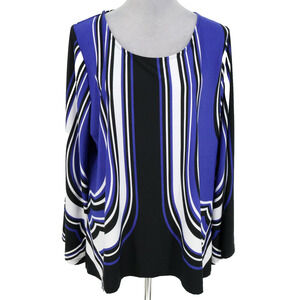 Avenue Top Plus Size 18 20 Black Blue Stretch Knit Pullover Blouse Bell Sleeve